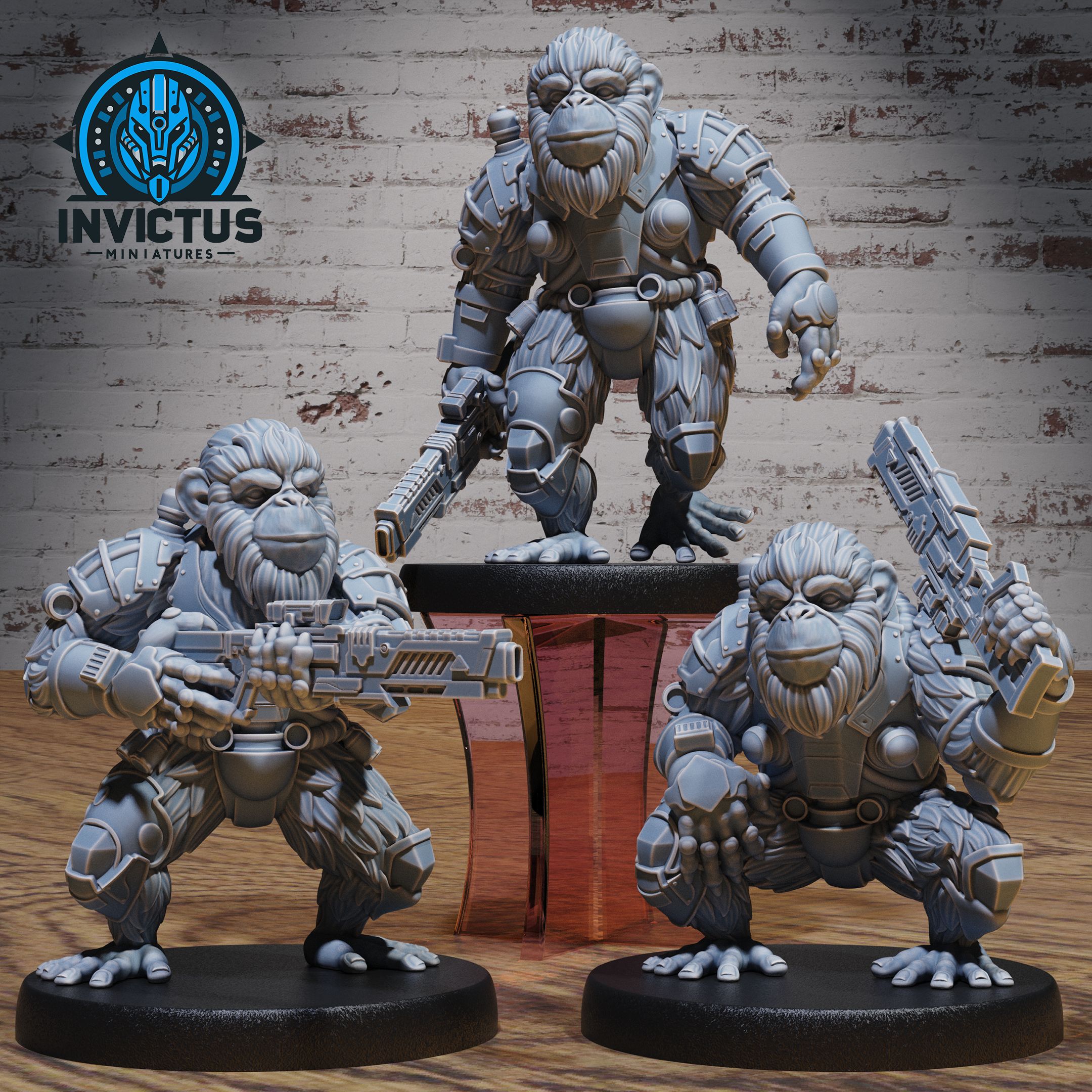 Chimp Rebel Set / Armored Chimpanzee / Steampunk Ape Warrior / Cyber Fighter / Humanoid Steel Animal / Invasion Beast Army / Cyberpunk Steam Technology / Sci-Fi Encounter